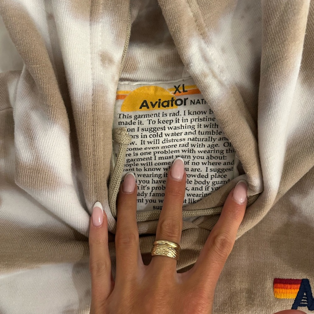 Aviator Nation Tan and White Hoodie